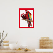 Poster van de Bright Red Macaw Parrots Parrot Wate (Keuken)