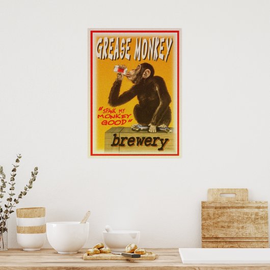 poster van de brouwerij van de griekse aap (Keuken)