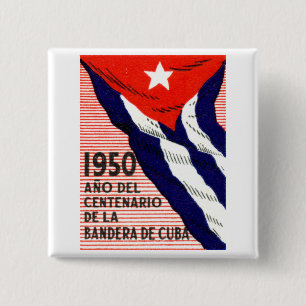 poster van de Cubaanse vlag van 1950 Vierkante Button 5,1 Cm