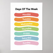 Poster van de dagen van de week (Voorkant)