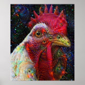 Poster van de Deep Dream Space Chicken (Voorkant)