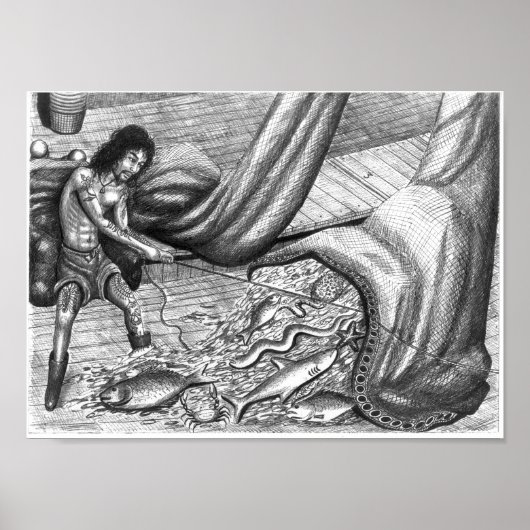 Poster van de dode ogen van Vannak en visnet (Voorkant)