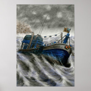 Poster van de dode Oogst, Boat in kleur door Vanna