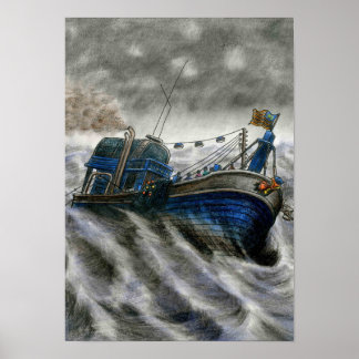 Poster van de dode Oogst, Boat in kleur door Vanna