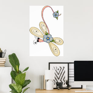 Poster van de drijvende dragonfly