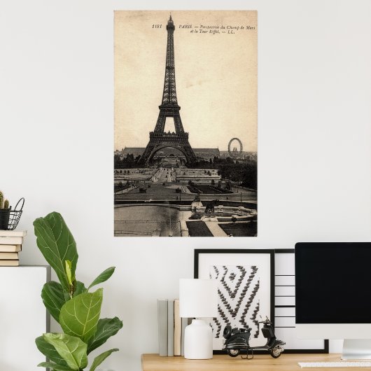 Poster van de Eiffeltoren van begin 1900 (Thuiskantoor)