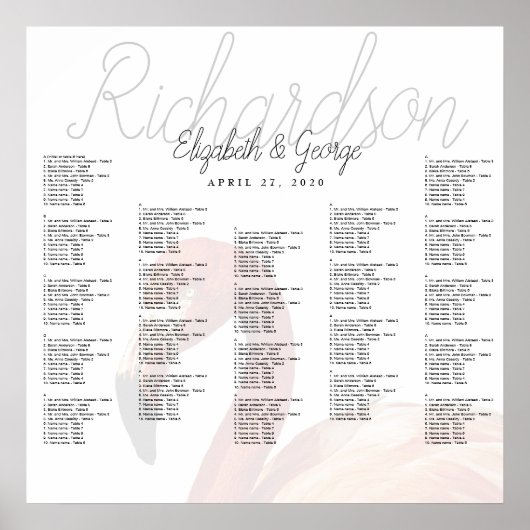 Poster van de Flamingo Wedding Seating Chart (Voorkant)