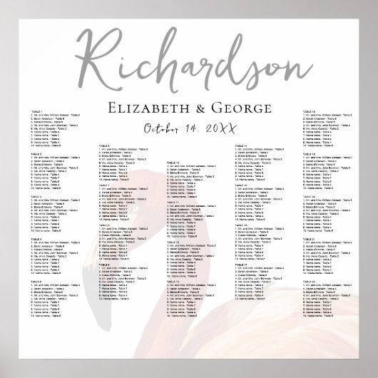 Poster van de Flamingo Wedding Seating Chart (Voorkant)