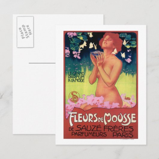 Poster van de "Fleurs de Mousse Perfume" Briefkaart (Voorkant / Achterkant)