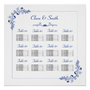 Poster van de Floral Wedding Seating Chart