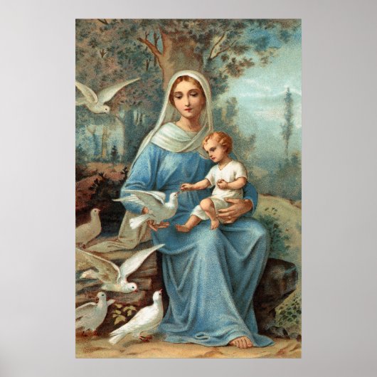 Poster van de Franse blauwe Madonna (Voorkant)