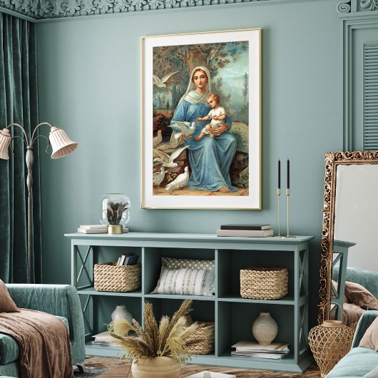 Poster van de Franse blauwe Madonna