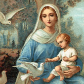 Poster van de Franse blauwe Madonna