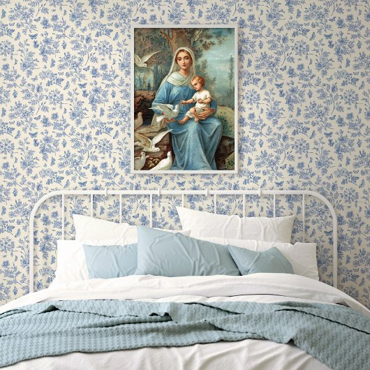 Poster van de Franse blauwe Madonna