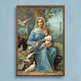 Poster van de Franse blauwe Madonna
