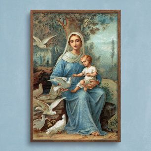 Poster van de Franse blauwe Madonna