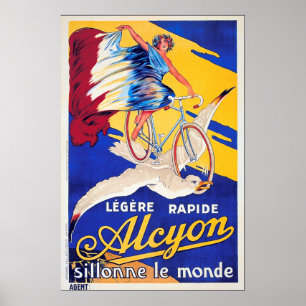 Poster van de Franse en ALCYON BICYCLE  cyclus Kun
