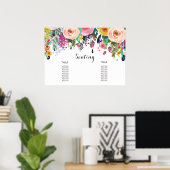 Poster van de gevilde Floral Seating Chart (Thuiskantoor)