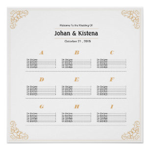 Poster van de Golden Wedding Seating Chart