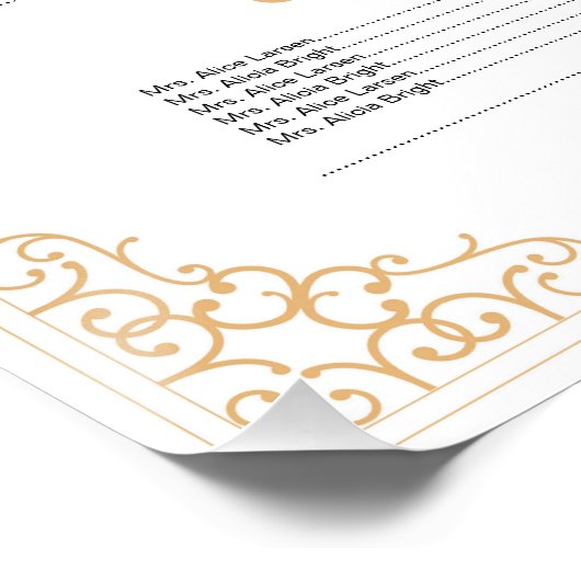 Poster van de Golden Wedding Seating Chart (Hoek)