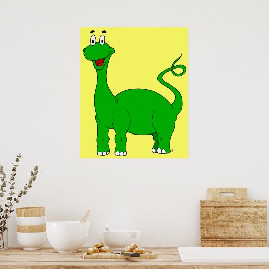 Poster van de Groene Brontosaurus (Keuken)
