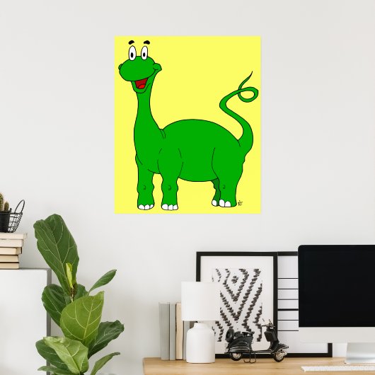Poster van de Groene Brontosaurus (Thuiskantoor)
