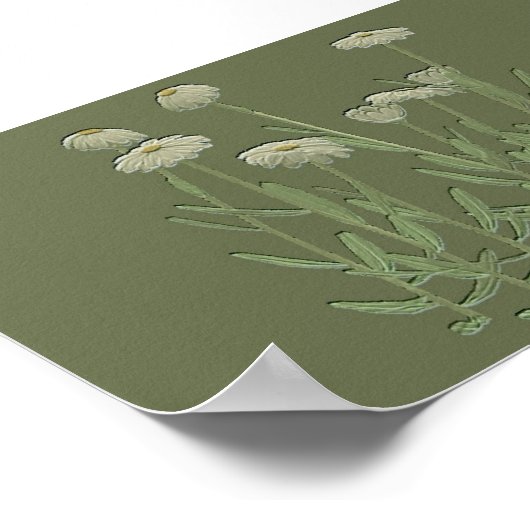 Poster van de groene Daisy-muur (Hoek)