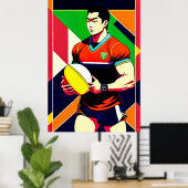 Poster van de grote Japanse Rugby Art (Thuiskantoor)
