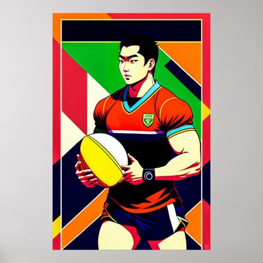 Poster van de grote Japanse Rugby Art (Voorkant)