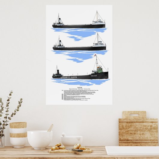 Poster van de Grote Meren Freighter Grand Island (Keuken)