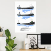 Poster van de Grote Meren Freighter Grand Island (Thuiskantoor)