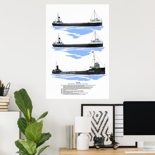 Poster van de Grote Meren Freighter Grand Island (Thuiskantoor)