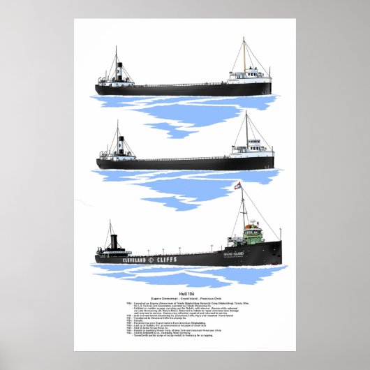 Poster van de Grote Meren Freighter Grand Island (Voorkant)