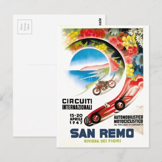 poster van de Grote Prijs van San Remo 1947 Briefkaart (Voorkant / Achterkant)