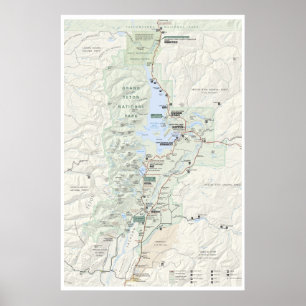 Poster van de Grote Teton-kaart