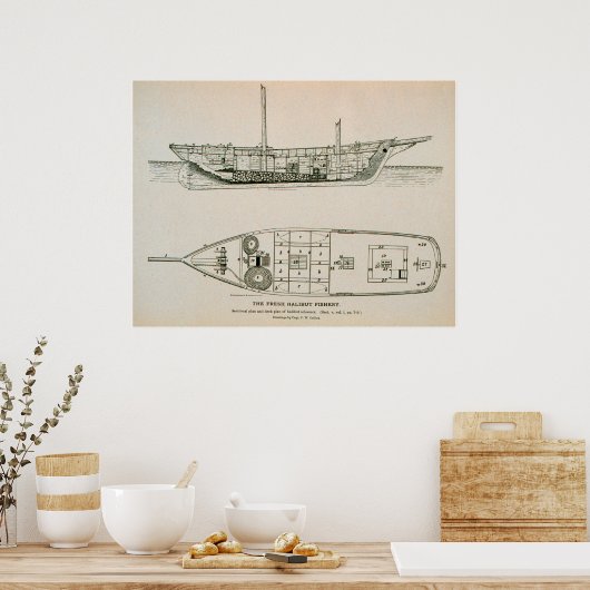 Poster van de Halibut-schoener (Keuken)