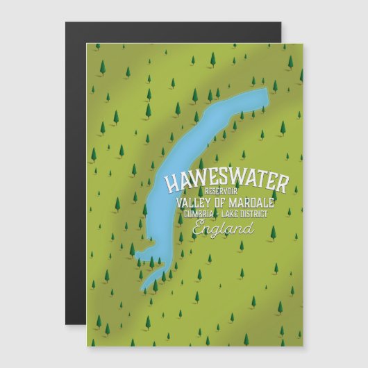Poster van de Haweswater Reservoir-reiskaart. (Voorkant / Achterkant)