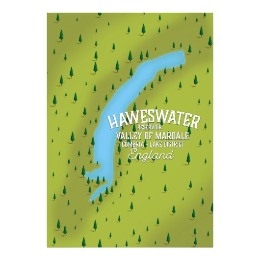 Poster van de Haweswater Reservoir-reiskaart. (Voorkant)