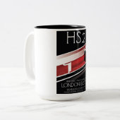  poster van de HS2-trein; Tweekleurige Koffiemok (Voorkant links)