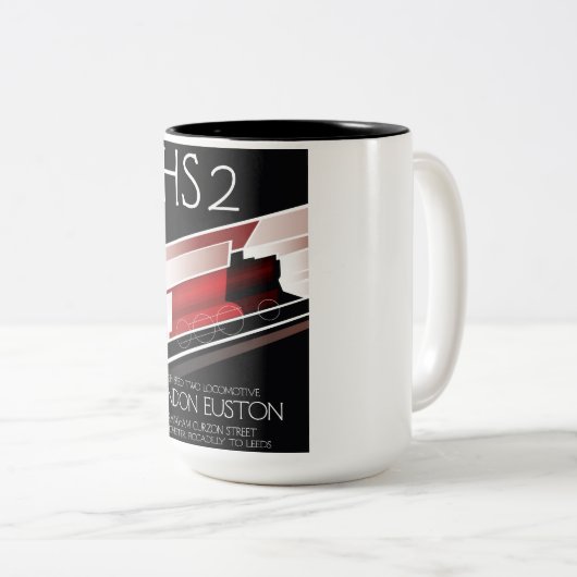  poster van de HS2-trein; Tweekleurige Koffiemok (Voorkant rechts)