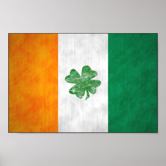 Poster van de Ierse vlag Shamrock (Voorkant)