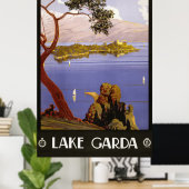 Poster van de Italië Vintage Travel - Lake Garda (Thuiskantoor)