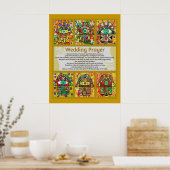 Poster van de joodse bruiloft Prayer Golden Hamsa (Keuken)