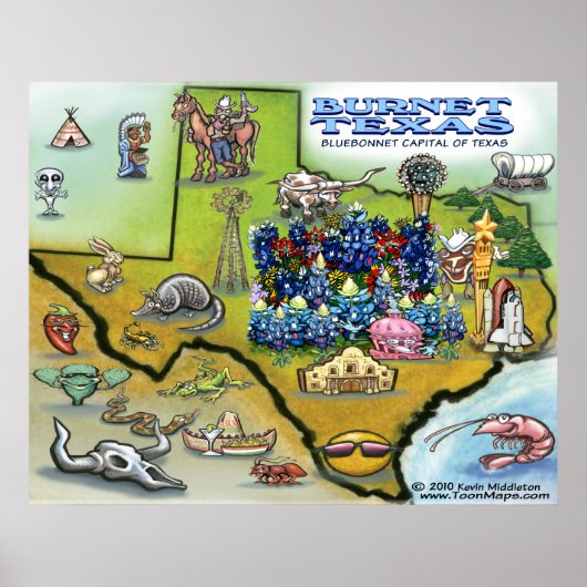 Poster van de Kaart van de TEXAS van het brandnet (Voorkant)
