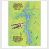 Poster van de kaart van Derwent & Howden Reservoir Sticker (Vel)