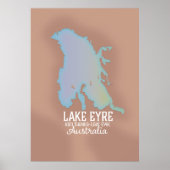 Poster van de kaart van het meer Eyre Australia (Voorkant)