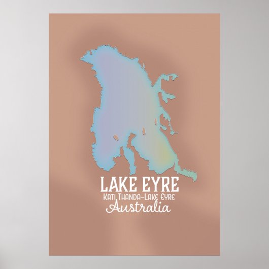 Poster van de kaart van het meer Eyre Australia (Voorkant)