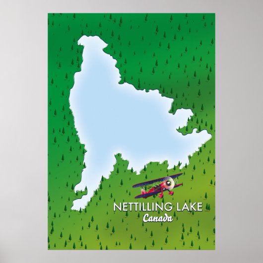 Poster van de kaart van het meer van Hubbard in he (Voorkant)