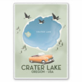 Poster van de kaart van het oregonmeer sticker (Voorkant)