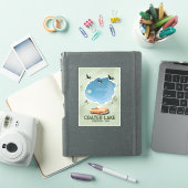 Poster van de kaart van het oregonmeer sticker (iPad Cover)